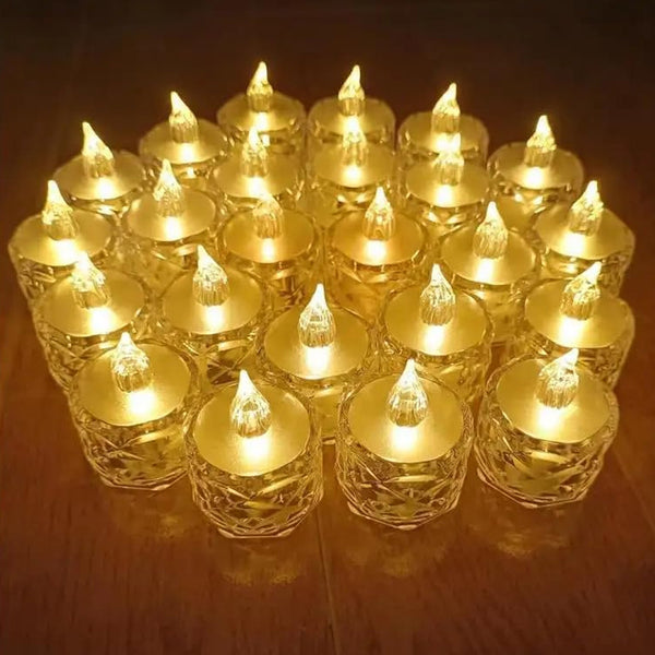 Flameless Acrylic LED Tealight Candles for Festival Decor (24 Pc)